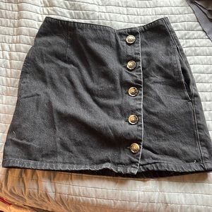 Topshop black denim mini skirt with buttons